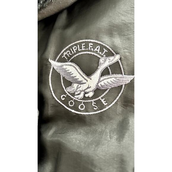 Triple Fat Goose Duck Black Down Puffer Stadium Coat Faux Fur Collar Size Small - Picture 8 of 13